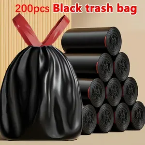 Trash Bags with Zipper, Leak-Proof & Odor-Resistant, 100/200 Count, Ideal for Yard, Industrial, Bathroom Waste, Durable Trash Bag