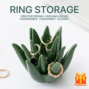 Cactus Aloe Ring Holder Tray, Jewelry Storage Display Stand, Home Office Desk Decor, Perfect Gift for Women, Friends, Mom, Jewelry Storage Unit
