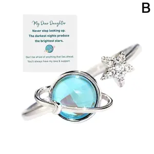 To My Daughter Gift Star & 1pcs Moon RotatableRing for Stress Relief Fidget Ring for AnxietyRelief