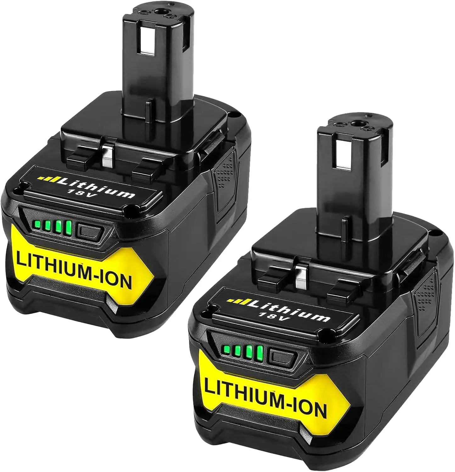 2-Pack High-Capacity Ryobi 18V Power Tool Batteries, 8.0Ah/6.0Ah Li-Ion Replacements Compatible with P108, P107, P105 Series Cordless Tools (Green)