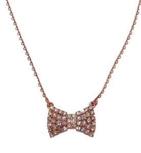 Kate Spade Sparkling Bow Mini Pendant Necklace, Rose Golden