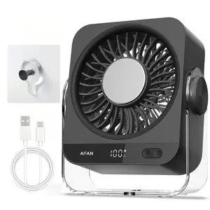 4000mAh Battery & Ice Compress USB Desk Fan | 199 Speeds, Digital Display, Quiet Strong Wind, 130° Adjustable, Type-C Portable Fan for Home, Office, Travel.