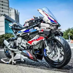 New Motorcycle Building Bocks Simulation Motorcycle Model Decoration Assembly Model Difficult Toy Boy Educational Creature Gifts