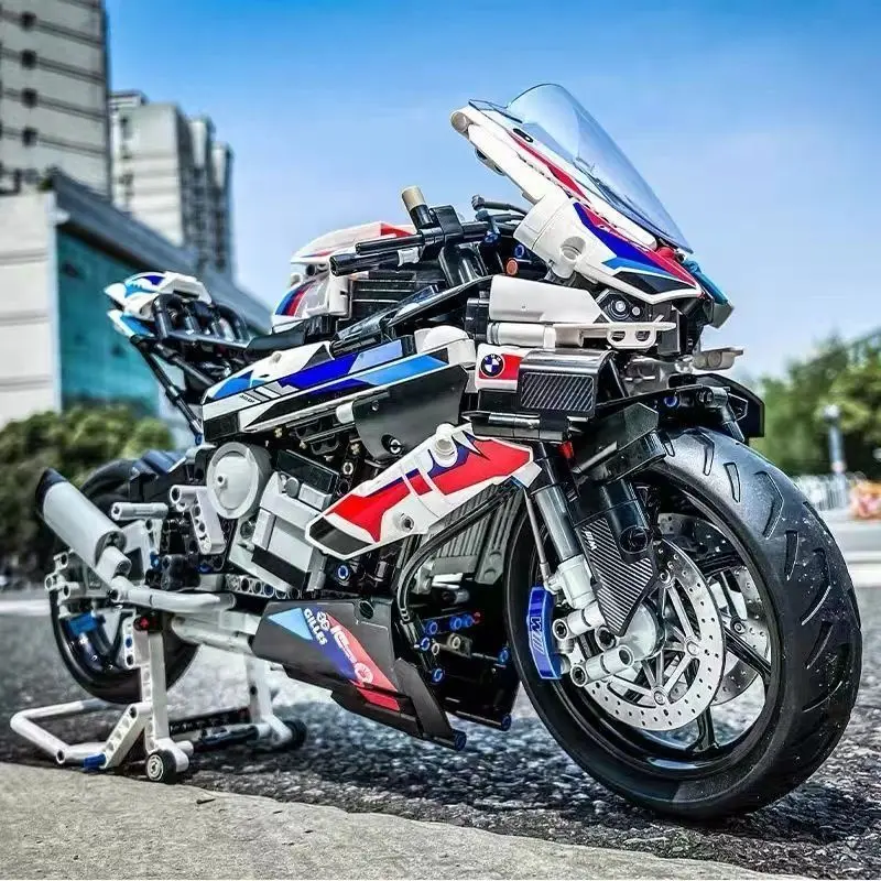 New Motorcycle Building Bocks Simulation Motorcycle Model Decoration Assembly Model Difficult Toy Boy Educational Creature Gifts