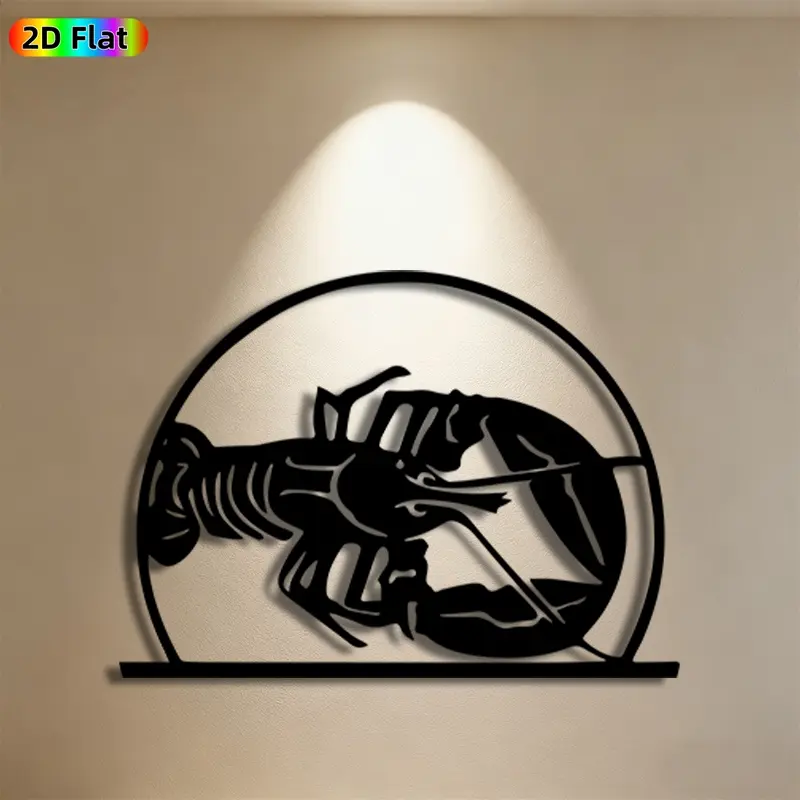 1pc Lobster Metal Wall Art, Vivid Lobster Statue Mural, Ideal Gift for New Year, Easter, Seafood Decor Enthusiasts, Rust-Resistant Metal Wall Decor Wall Sculptures, Perfect for Kitchen Wall & Garden Fence, Eye-Catching Coastal Home Decor