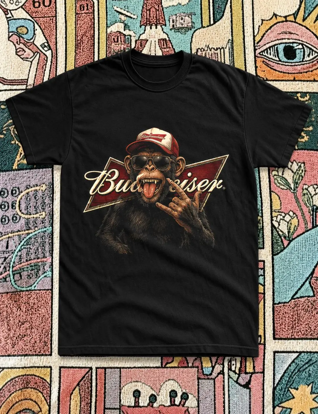 Budweiser Monkey Shirt, Funny Beer Graphic Tee, Vintage Ape T-Shirt, Retro Monkey Graphic Shirt, Comfort Colors Unisex Beer Lover Gift  Menswear Cotton Tops