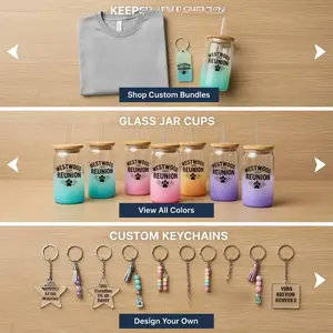 CUP+KEYCHAIN/tshirt+cup BUNDLES - Customizable Tshirts & Glass Jar Cups Bundle for $40 or Keychains with Cups for $20