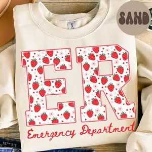 Strawberry ER Nurse Shirt, Emergency Room Sweatshirt, Department Crewneck Top, Nurse Week Apparel, ED Nurse Graduation Gift, Unisex