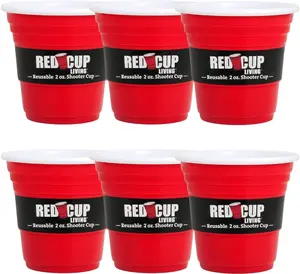 Red Cup Living 2 Oz Reusable Shot Glasses Pack of 6 Dishwasher Safe BPA Free Eco-Friendly Party Cups for Tequila Vodka and More