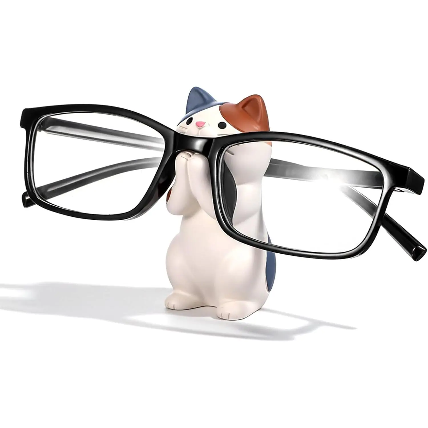 Cat Glasses Holder, Cute Glasses Holder for Desk, Resin Eyeglasses Stand Sunglasses Stand Display Eyewear Spectacle Holders for Office Home Bracket Nightstand Decor