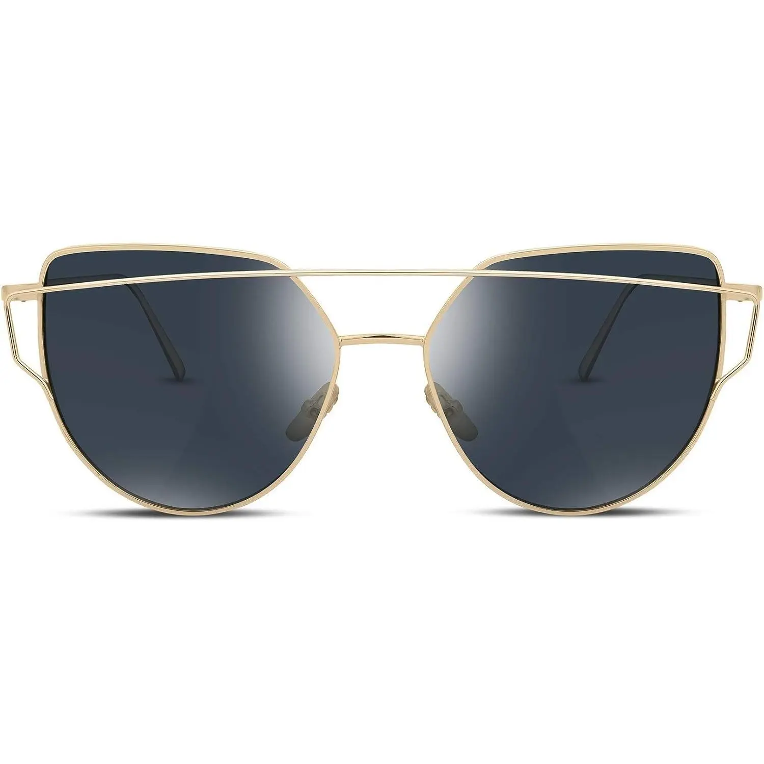 EyeconicFinds Cat Eye Fashion Metal Frame Mirrored Flat Lenses Women Sunglasses B2206 Modern