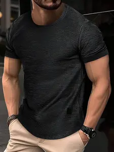 Men's Casual Summer Short Sleeve Round Neck T-Shirt, Comfortable Fabric, Fitted and Breathable, Ideal for Outdoor Sports, Fitness, Beach Wear, Gym Workout Shirt