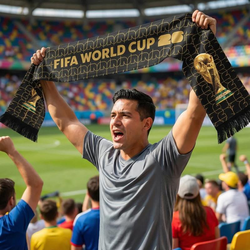 FlFA World Cup 2026 High-Definition Polyester Trophy Scarf Game Day Fan Collect Wear Nationwide Supporters Accessory
