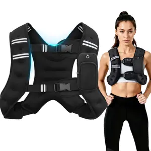 Adjustable Weighted Rucking Vest for Men & Women, 8lbs-25lbs Adjustable Range, with Detachable Phone Pouch for Walking & Training