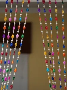 5 ft. - 5 PC set of colorful beaded curtains - Hippie window Beaded Veil, Colorful Valance, Indian bohemian gypsy door/hallway Sun-catcher