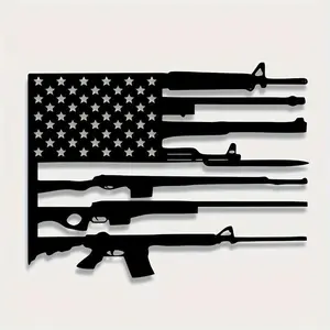 Vintage American Flag & Gun Metal Wall Art Sculpture. Retro Indoor/Outdoor Decor & Military Enthusiast Gift, Ideal for Autumn & New Year