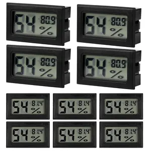 12 Pack Mini Hygrometer Digital  Temperature Humidity Meters Gauge Indoor Thermometer Hygrometer LCD Display Fahrenheit (?) for Guitar Case,Greenhouse, Garden, Cellar, Closet (Black)