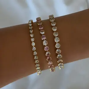 EVRY JEWELS Gold or Silver Plated Women's High-Shine Tennis Bracelet