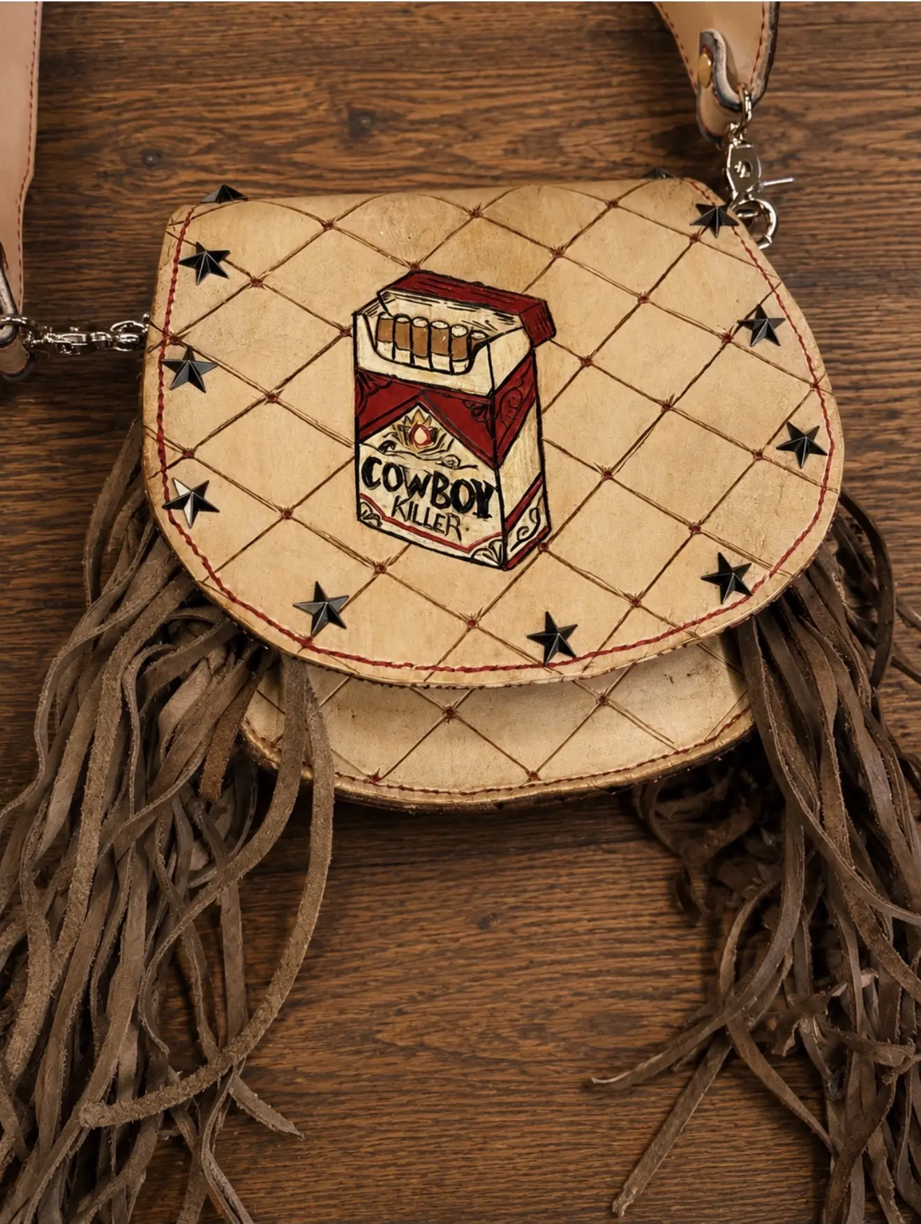 Hand made leather crossbody purse with hand tooled patterns