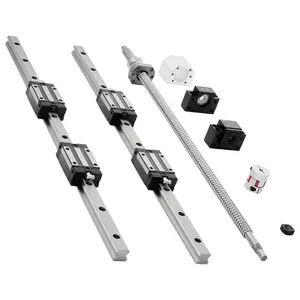 VEVOR Linear Rail Guide Kit, HGR20, 2PCS 600 mm (23.62 inch) Linear Rails and 1PCS Ball Screw, 4PCS Slide Blocks, with BF12/BK12 End Support, Coupling, and Nut Housing, for DIY CNC Routers LathesVEVOR Super Brand Day
