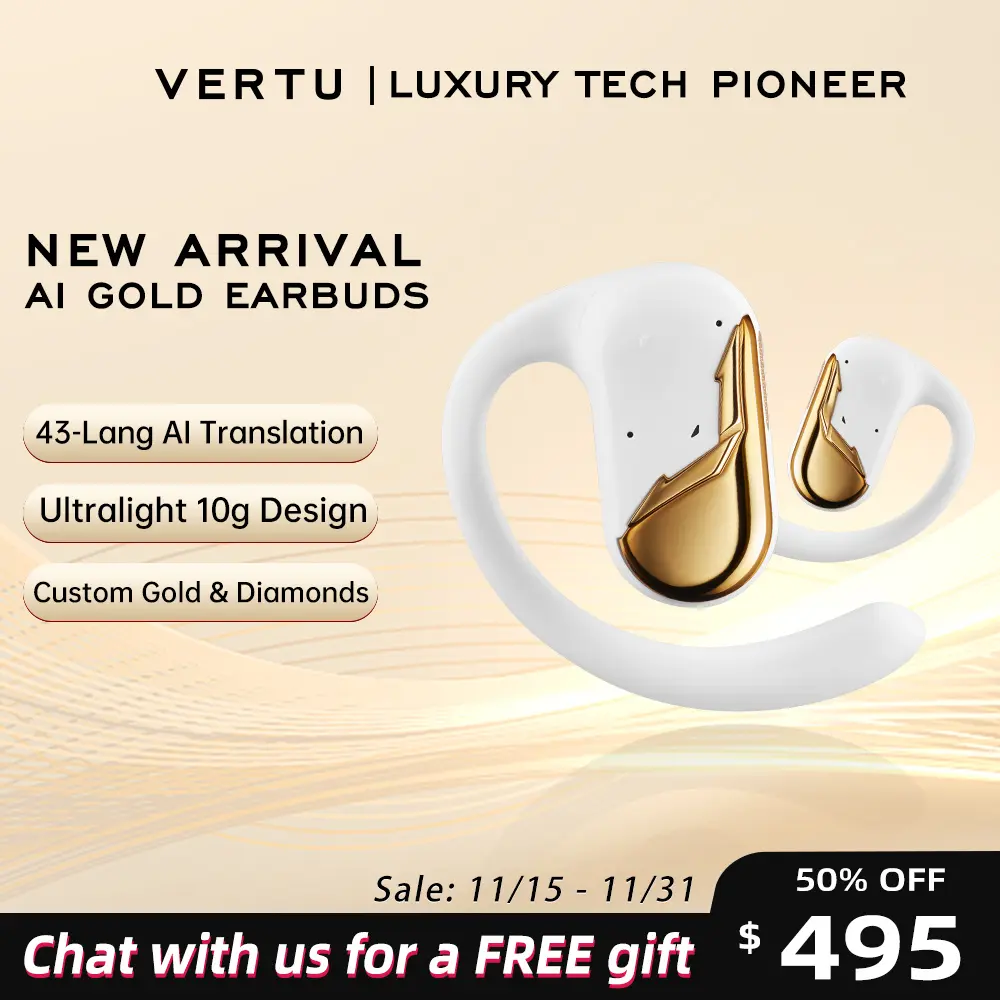 VERTU Crush Series AI Earbuds Wireless Bluetooth, Noise Cancelling, Zero-Pressure Comfort Earbuds for Runners, Synced Sound and Vision for Gaming