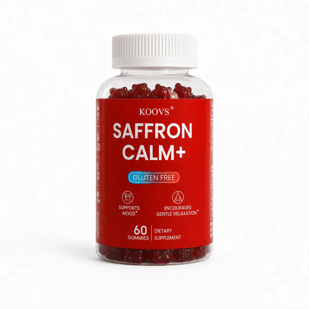 KOOVS Saffron Calm+ Gummies, Daily Wellness Chewables for Mood Balance & Gentle Relaxation, Gluten Free, 60 Count | 30 Day Supply