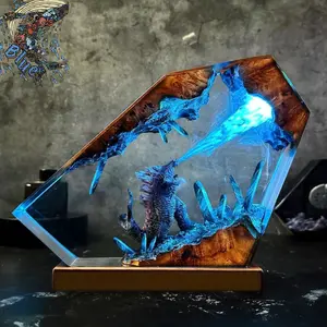Custom Handmade Resin Epoxy Lamp Gozila ,  Perfect Gift for Everyone  , Birthday gift, art Home decor, playroom decor, Christmas Gift