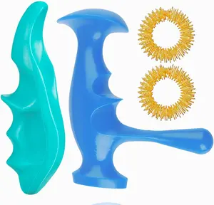 Manual Trigger Point Massage Tool and Thumb Massager for Full Body Deep Tissue Massage, Pressure Point Massage Tool Gifts, with 2 Pieces Finger Ring, Stress Relief and Muscle Recovery