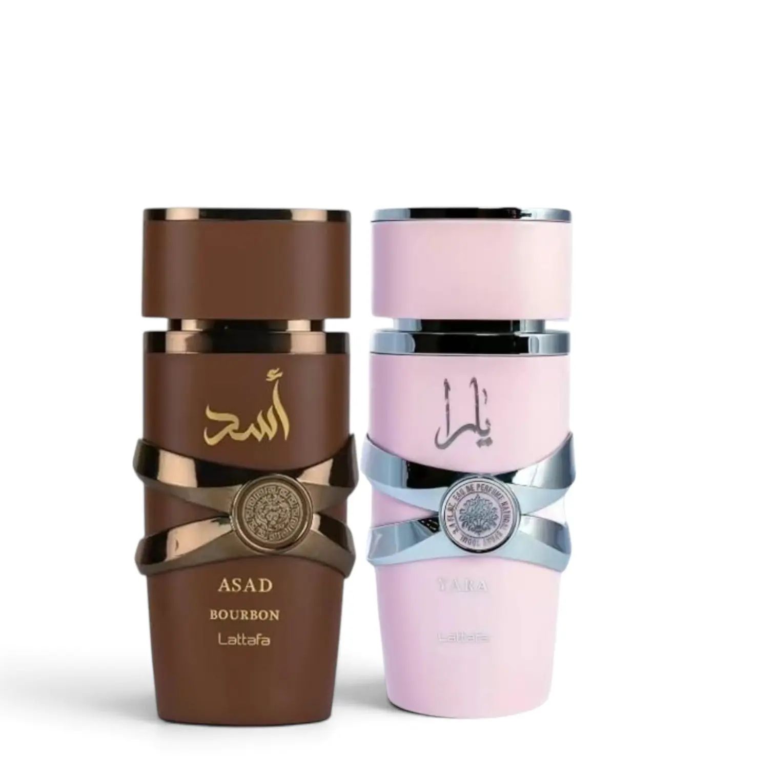 Perfumes Yara Pink and Asad Bourbon Eau de Parfum, 100ml, 2 Pack Bundle