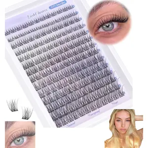 168 PCS Wispy Cluster Eyelash Extensions, 8-16mm C-Curly Individual Lashes, Natural Look DIY Lash Extensions, Ultra Soft Thin Band Reusable Fluffy False Lashes for Beginners Daily Makeup