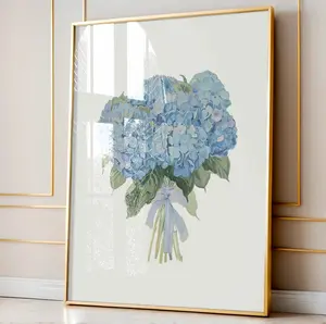 [Sale up to 50%] [Free Ship] Blue Hydrangea Watercolor Print,Watercolor Hydrangea Wall Art,Coastal Granddaughter Wall Decor,Botanical Wall Art,Watercolor Floral Painting