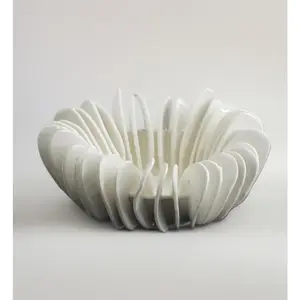 Modern White Tabletop Decor Bowl, Minimalist Accent for Living Room Styling