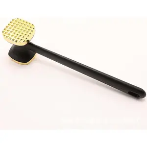 9.7 Inch Gold and Black Zinec Alloy Ground Meat Hammer, Practical Kitchen Cooking Meat Tool for Home Use (Gold)