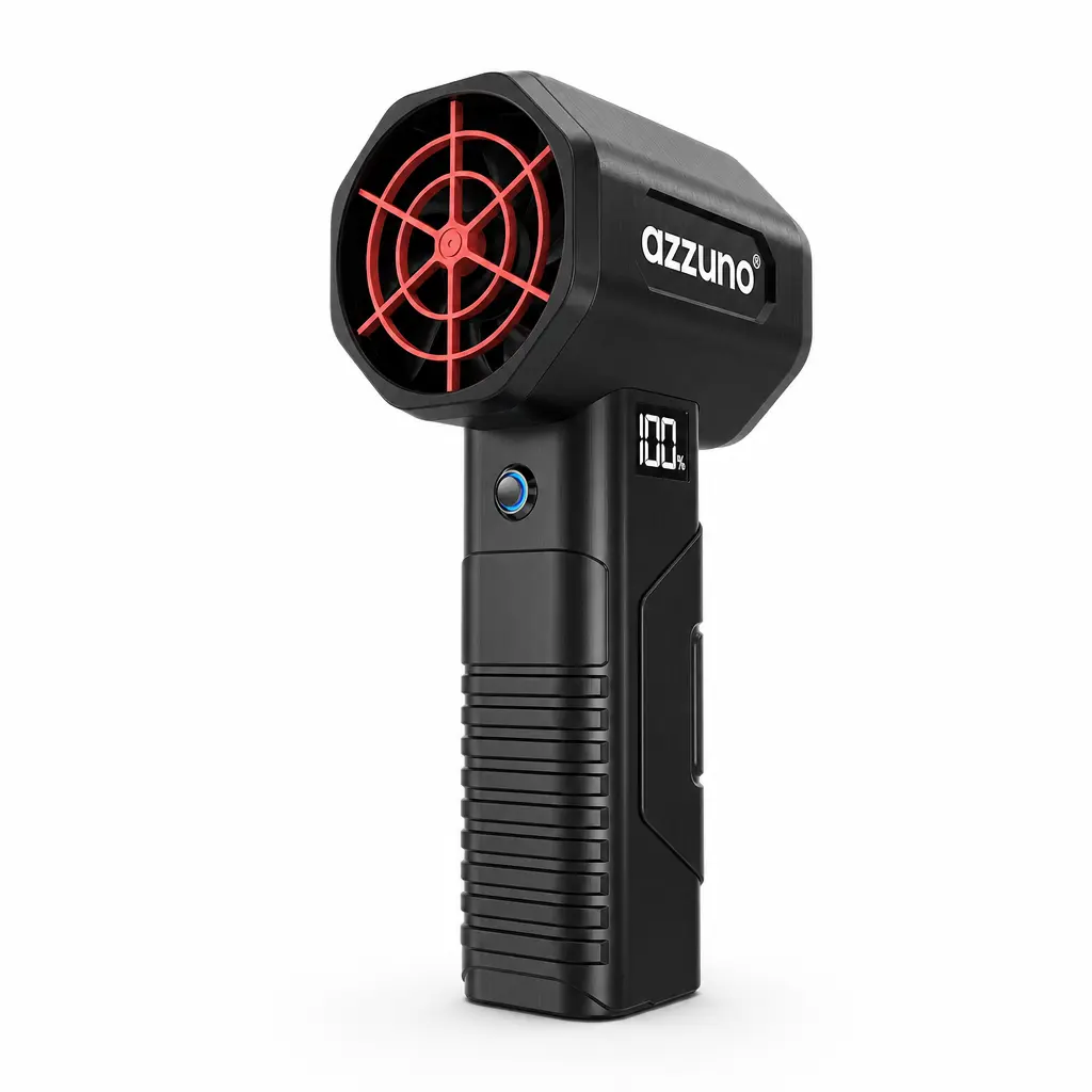 AZZUNO Handheld Turbo Jet Fan, Rechargeable Cordless High Speed Blower with LED Power Display, Portable Mini Air Blower for Car Cleaning, Home Dust Removal, Outdoor Camping & Workshop Use