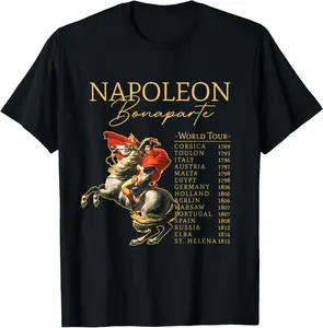 100% Cotton Napoleon Bonaparte World Tour Funny Military History Lover T-Shirt
