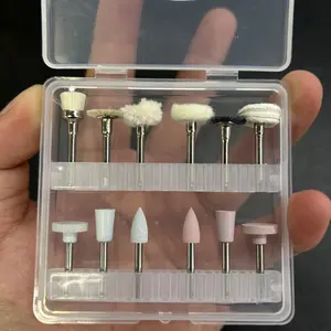 12pcs/Box Polishing&Grinding&Cleaning 3-in-1 Set - 6pcs Heads+6pcs Brushes (Wool, Etc.)+Shank Diameter 2.35mm (0.0925''), Precision Surface Finishing forJewelry/Craft/Nail/Model/Resin/Porcelain/Oxidized Material; DIY Tool/Angle Grinder&Handpiece Accessory