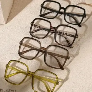 Oversized Square Anti-Blue Light Glasses - Lightweight Square Frames Glasses, 3/4 PCS Women's Computer Eyewear, Sports & Outdoor Accessories, Daily Wear Fashion Photo Shoot Eyewear, Lightweight Glasses