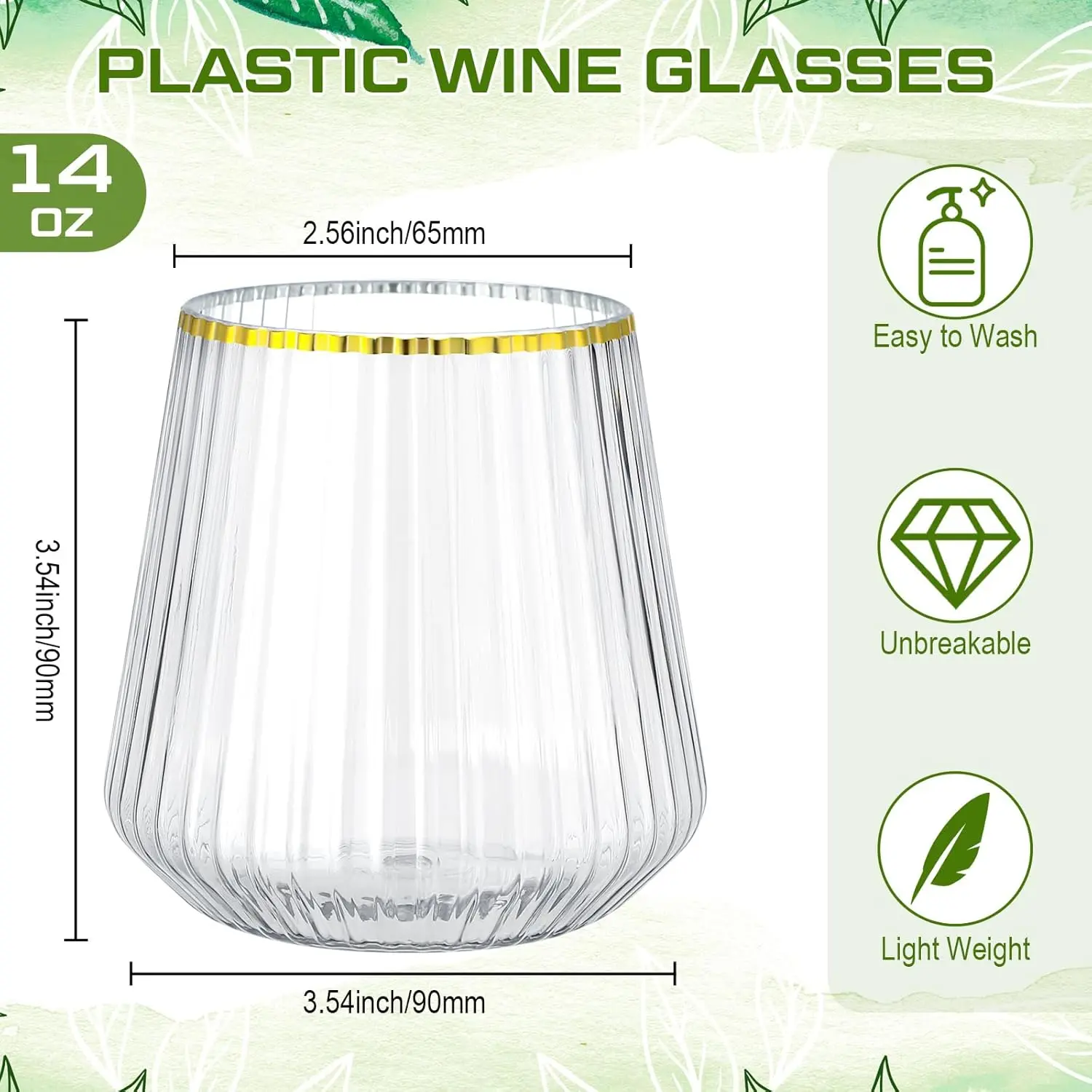 Plastic Glasses Ribbed Stemless Glasses 14oz Vertical Design Unbreakable  Cups for Outdoor Indoor Elegant Champagne Cups for Party Wedding(Clear, ,50  Pcs) - TikTok Shop