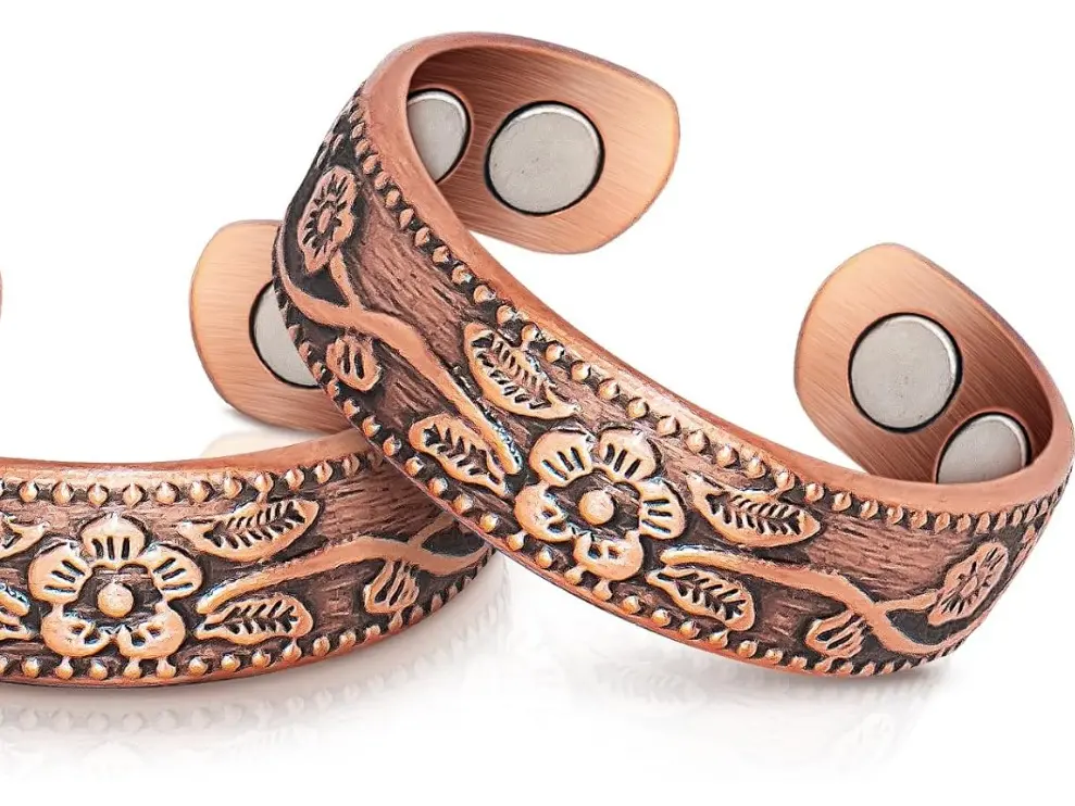 Copper Rings for Women, Thumb Rings 99.99% Pure Copper Magnetic Rings with 3500 Gauss Magnets,Copper Jewelry for Women with Box(2 PCS)