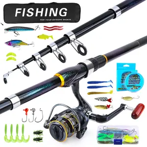 Gradient Fishing Rod Set, Telescopic Lure Pole, Spinning Reel, Full Bait Line Group, Freshwater Saltwater Universal Fishing Gear