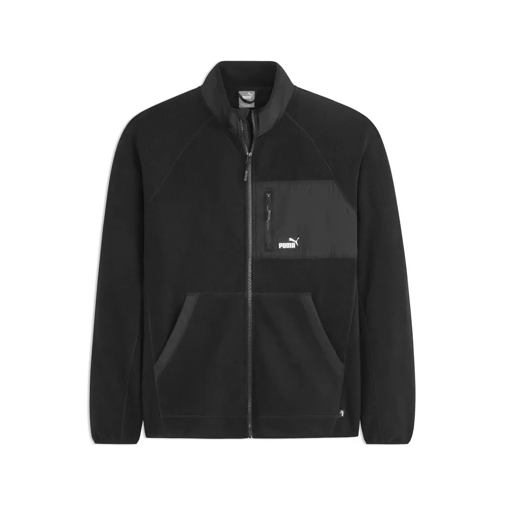 PUMA Mens Polar Fleece Jacket Athletic Outerwear Casual - Black
