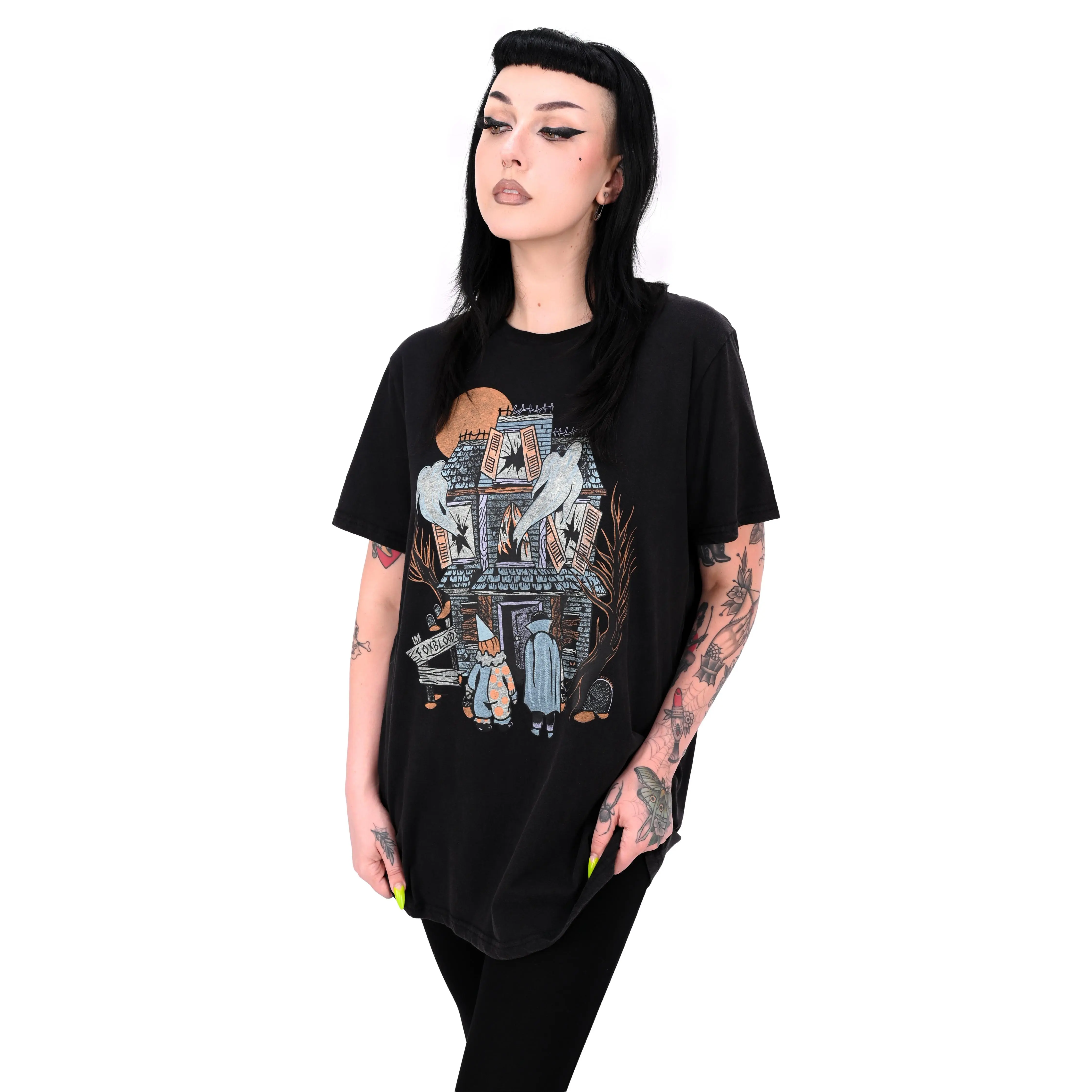 FOXBLOOD x Stega.666 Original Vintage Cotton Short-Sleeve Oversized Halloween T-Shirt for Women, Casual Streetwear Top - No Restock! XS/S/M Left