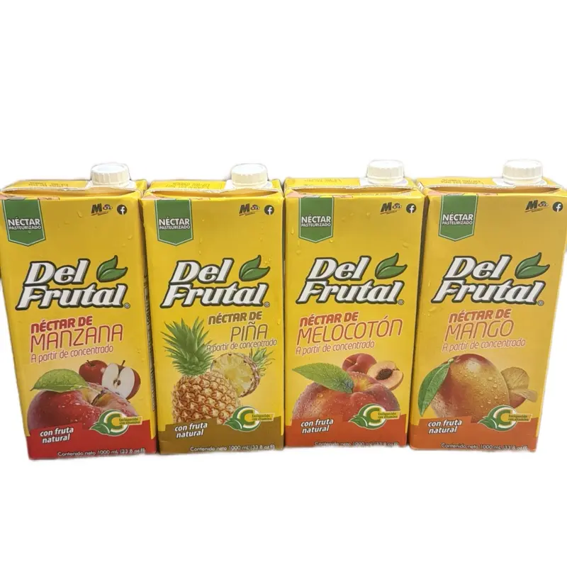4 Packs Del Frutal Sabores Mix Manzana,Piña,Melocotón  y Mango  1000ml