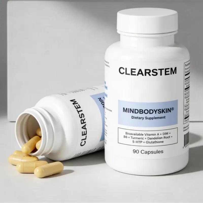 MINDBODYSKIN Hormonal Acne Supplement - Digestive Support, Liver Detoxifiers, Hormone Balancing, Mood Support, Reduces Stress, PMS Acne, Excess Oil, 90 Capsules