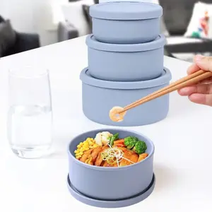 4 Pcs Silicone Food Storage Containers with Lids，BPA Free Reusable Silicone Storage Containers for Food Freezer Dishwasher Safe, Leakproof Nesting & Stackable Silicone Bento Lunch Box