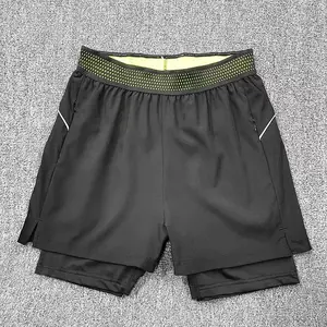 Men's 2 in 1 Compression Liner Running Shorts Breathable Mesh, Elastic Waist with Zipper Pocket, Anti Chafing Neutral-Colored Athletic Shorts for Adult Men Gym Jogging Training