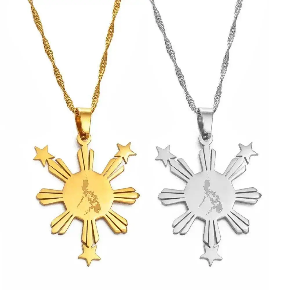 Philippines Map Flag Pendant & Necklaces for Men & Women Filipino Souvenirs Jewelry