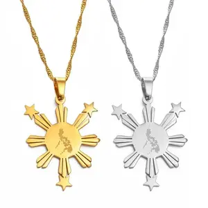 Philippines Map Flag Pendant & Necklaces for Men & Women Filipino Souvenirs Jewelry