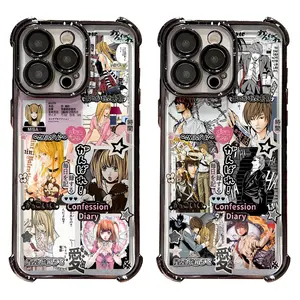 Anime Death Note Misa Amane Light Yagami Case for iPhone 17 16 15 14 13 12 11 Pro Max , Shockproof Airbag Bumper Clear Electroplated Phone Cover