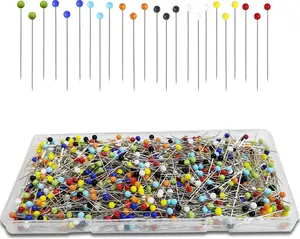 600 count Sewing Pins (Upgraded), 1.5 inch Straight Pins with 4MM Colored Ball Glass , Quilting Pins for Fabric,  DIY, Craft and Sewing Project(Colorful)
